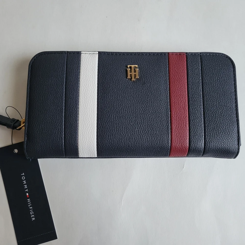 Tommy Hilfiger Navy Wallet with Red and White Stripes - Picture 1 of 7